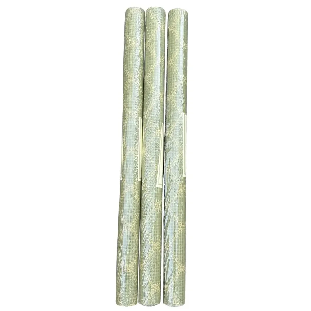 Ronald Redding Wallpaper Plaid Vines Farmhouse Green Gold DL0683 One Roll NEW